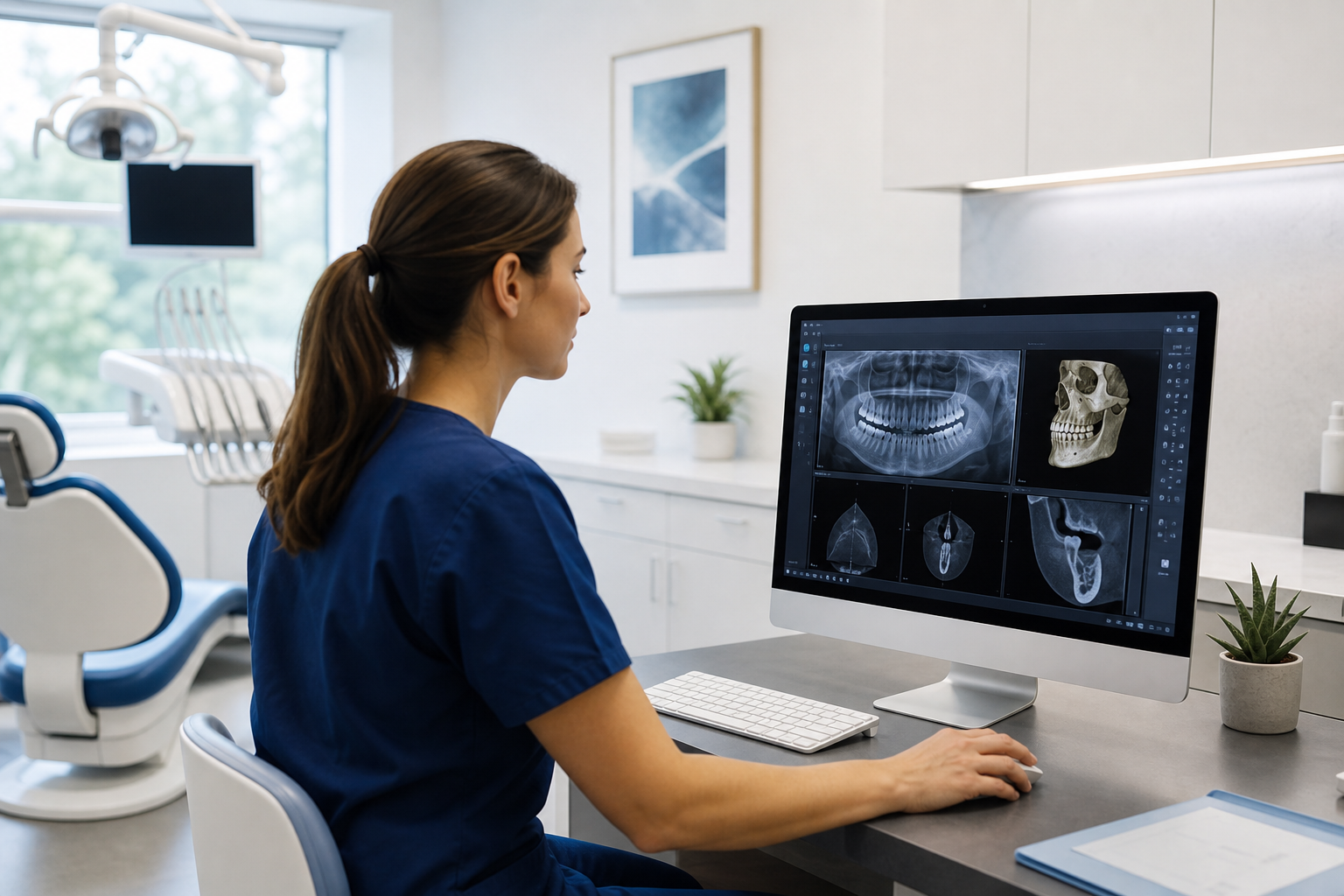 Modern dental practice with computer workstation